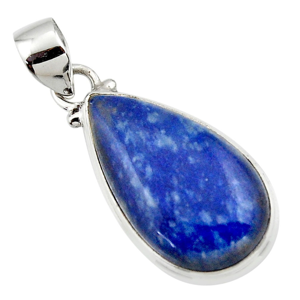 13.57cts natural blue quartz palm stone 925 sterling silver pendant r46161