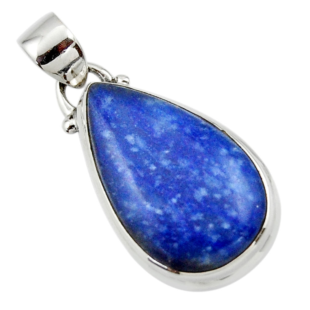 12.70cts natural blue quartz palm stone 925 sterling silver pendant r46164