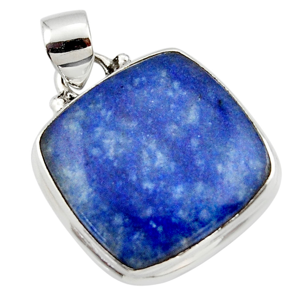 15.55cts natural blue quartz palm stone 925 sterling silver pendant r46165