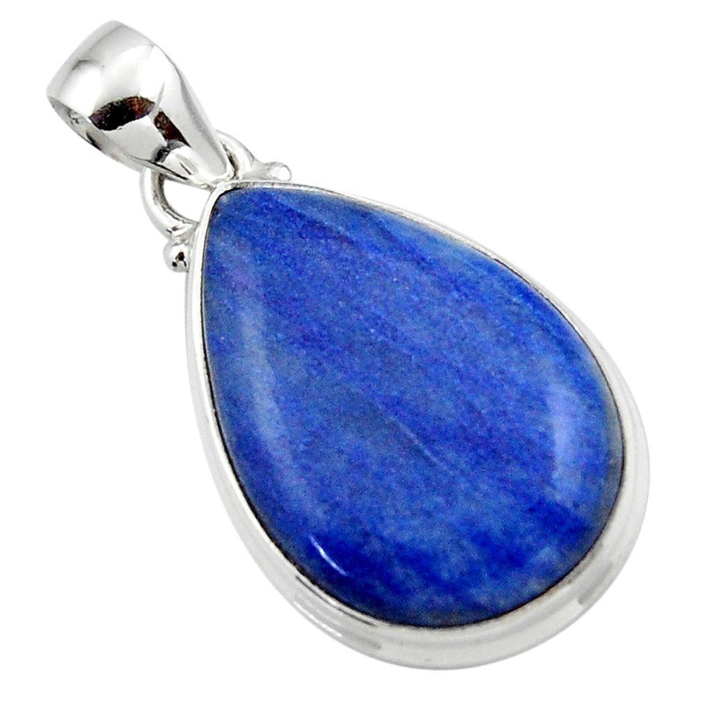 12.15cts natural blue quartz palm stone 925 sterling silver pendant r46176