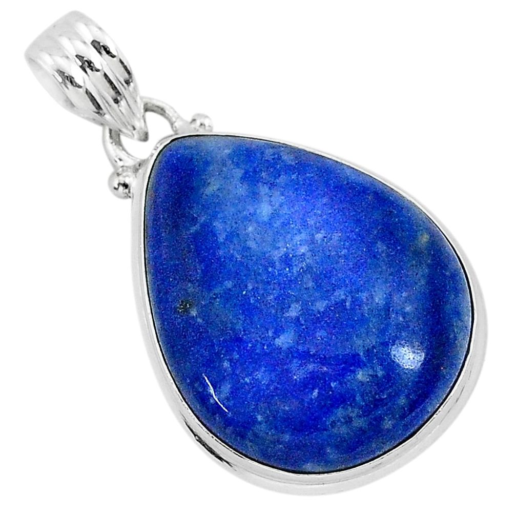 16.62cts natural blue quartz palm stone 925 sterling silver pendant r94836