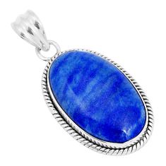 24.00cts natural blue quartz palm stone oval 925 sterling silver pendant y4967