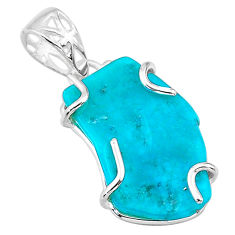 7.96cts natural blue raw turquoise 925 sterling silver pendant t14945