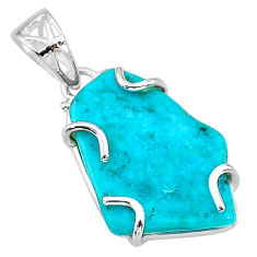 10.48cts natural blue raw turquoise 925 sterling silver pendant t14971