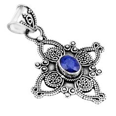 2.35cts natural blue sapphire 925 sterling silver cross pendant jewelry y62382