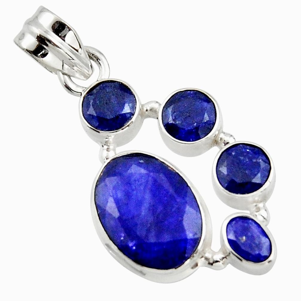 10.30cts natural blue sapphire 925 sterling silver pendant jewelry r43022