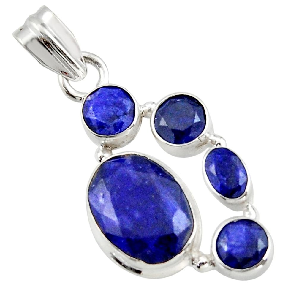 9.74cts natural blue sapphire 925 sterling silver pendant jewelry r43023