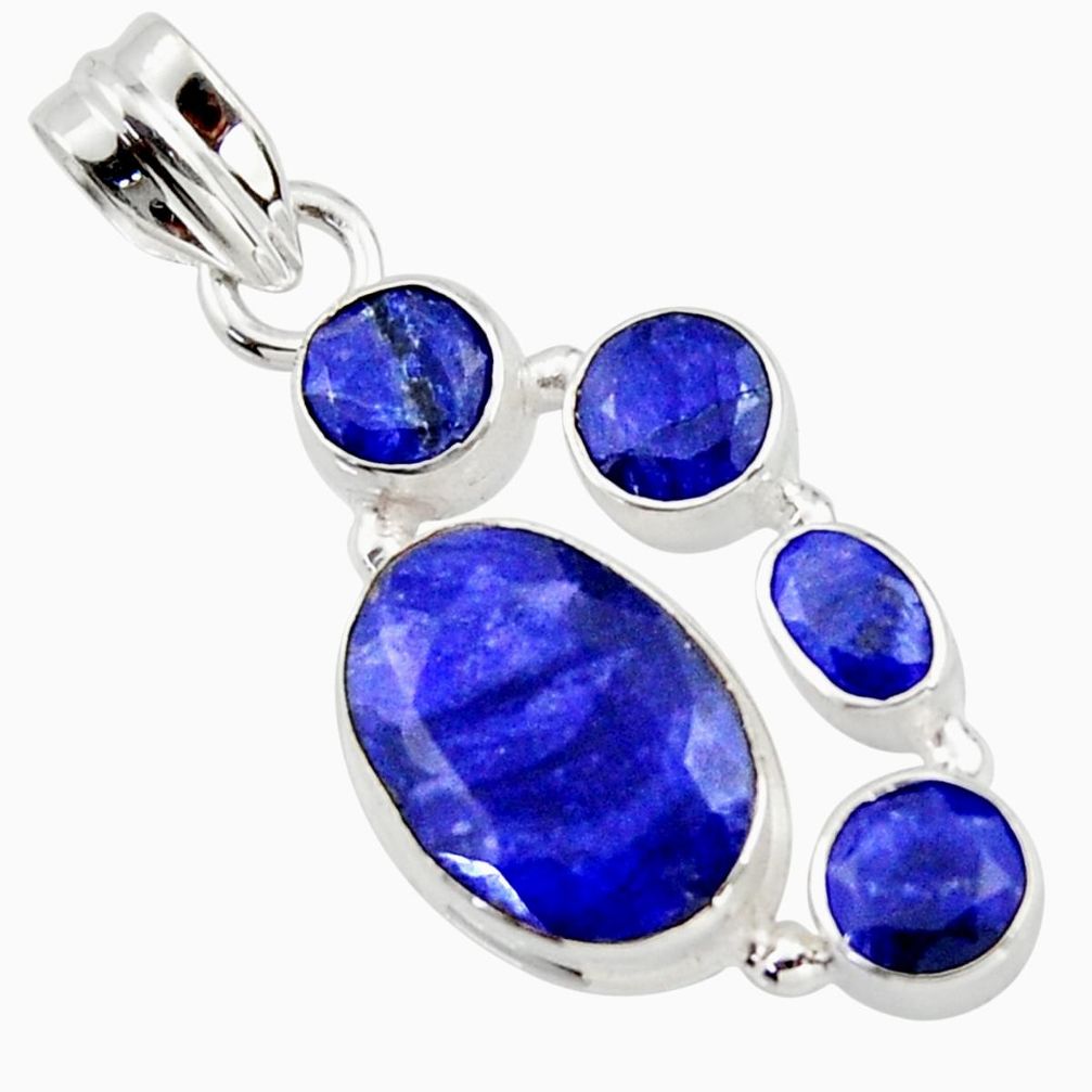 9.95cts natural blue sapphire 925 sterling silver pendant jewelry r43024