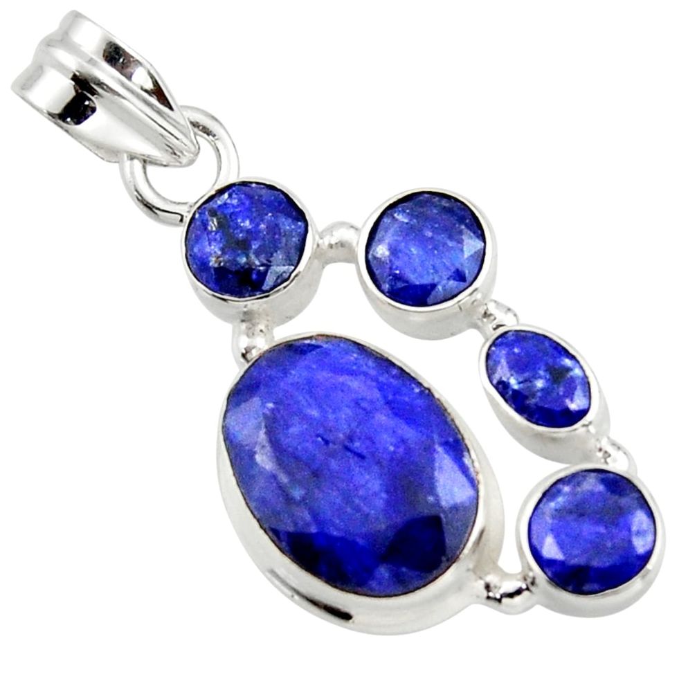 10.38cts natural blue sapphire 925 sterling silver pendant jewelry r43025