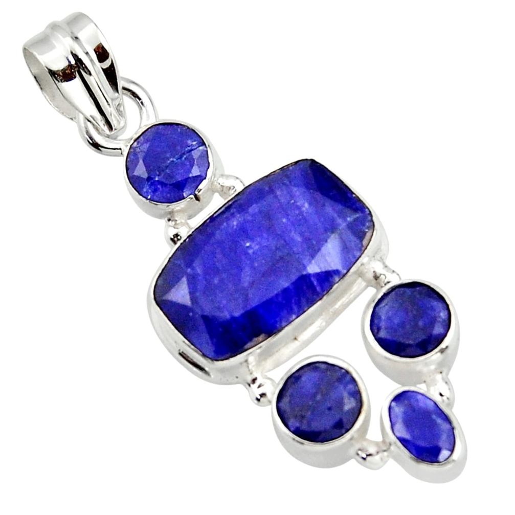 11.95cts natural blue sapphire 925 sterling silver pendant jewelry r43028