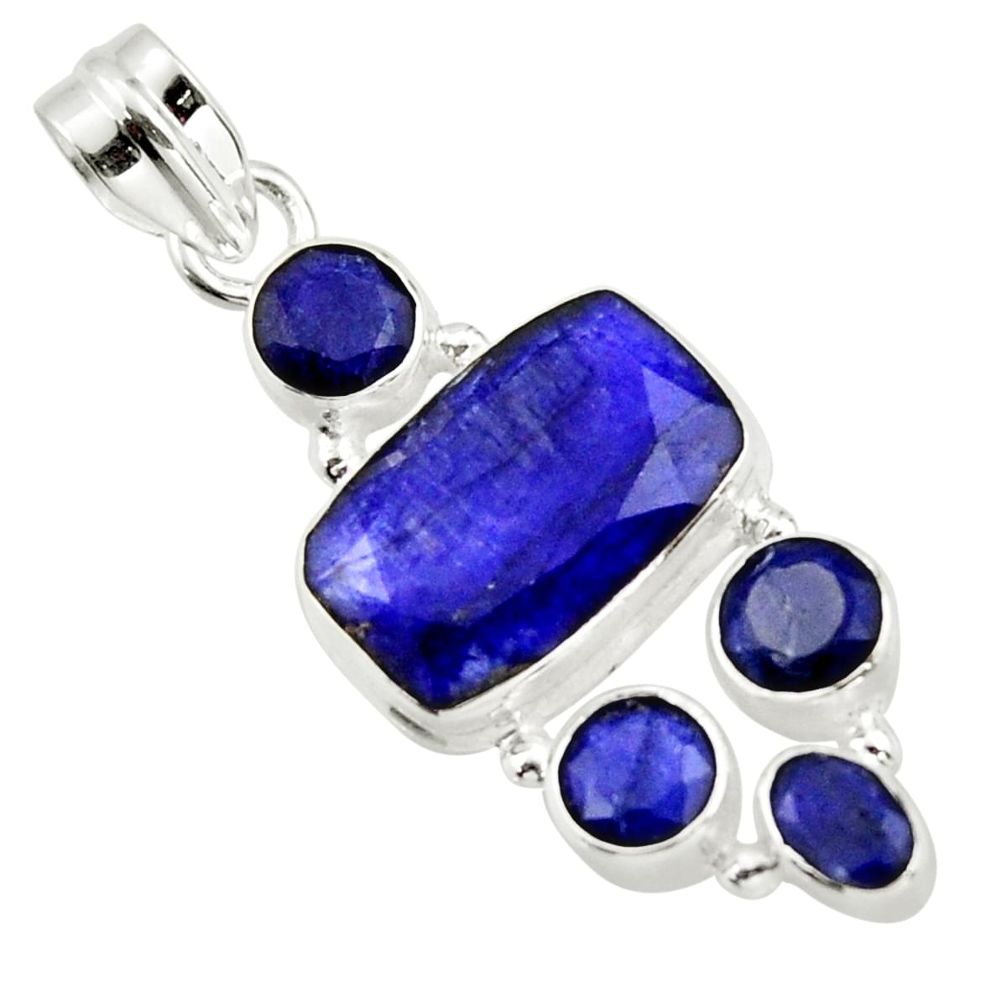 12.04cts natural blue sapphire 925 sterling silver pendant jewelry r43030