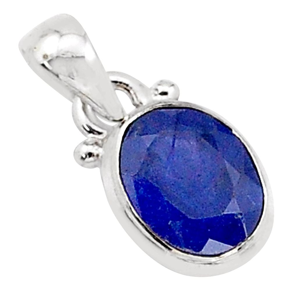 3.09cts natural blue sapphire 925 silver pendant jewelry t16741