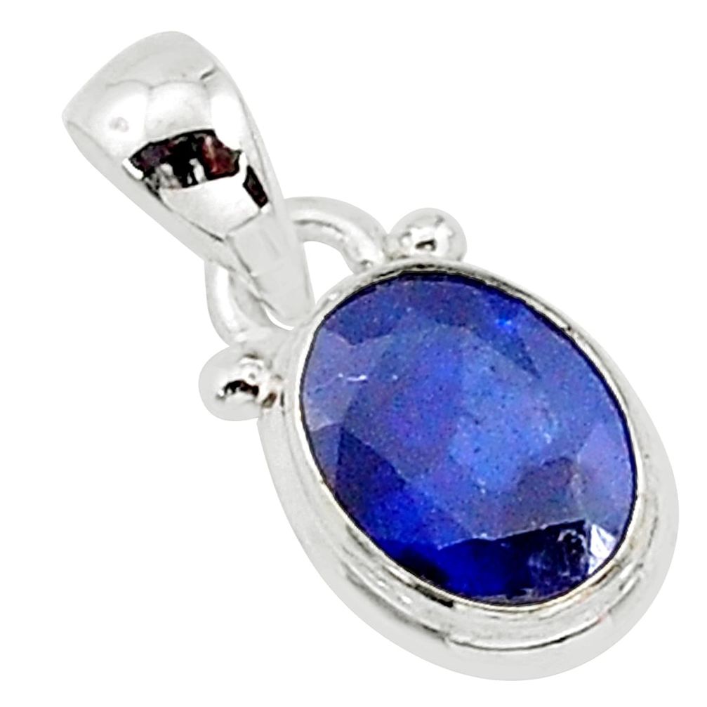 2.94cts natural blue sapphire 925 silver pendant jewelry t16742