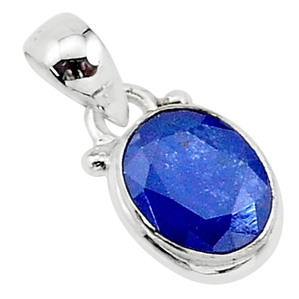 2.96cts natural blue sapphire 925 silver pendant jewelry t16746