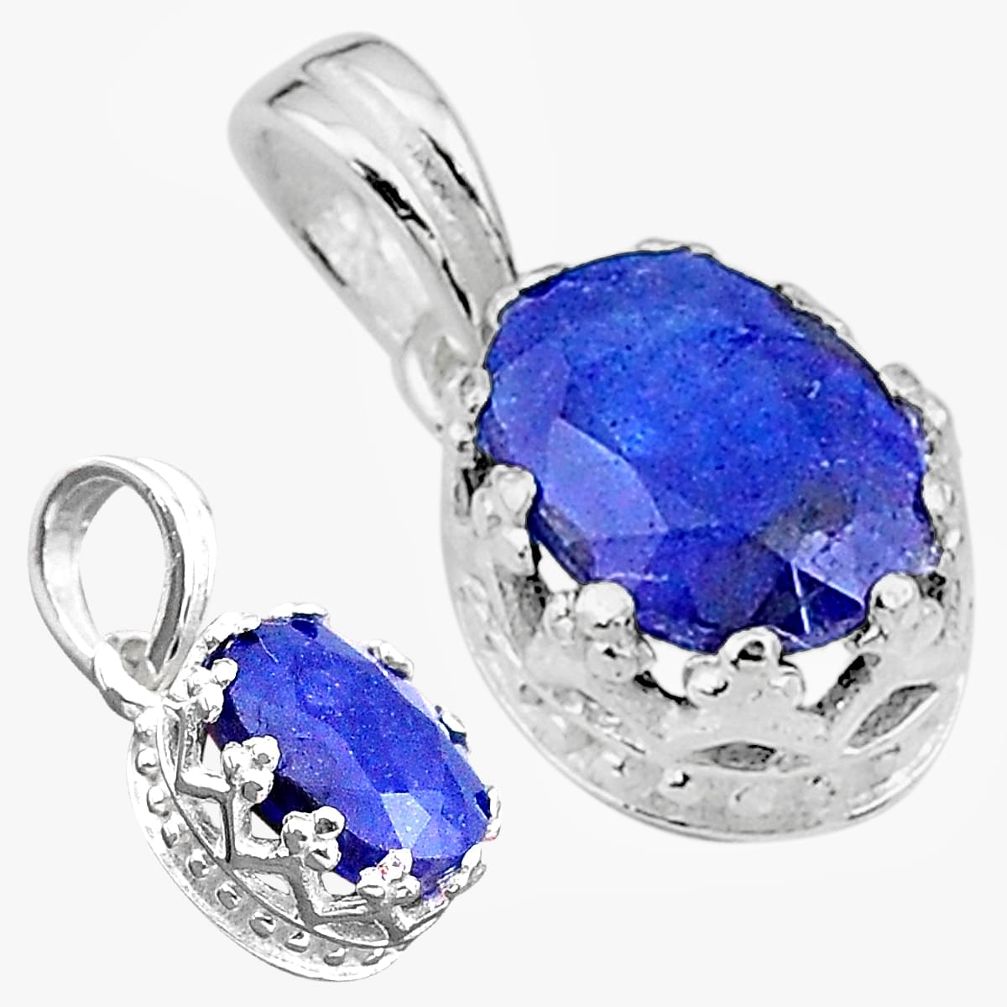 2.70cts natural blue sapphire 925 sterling silver pendant jewelry t22284