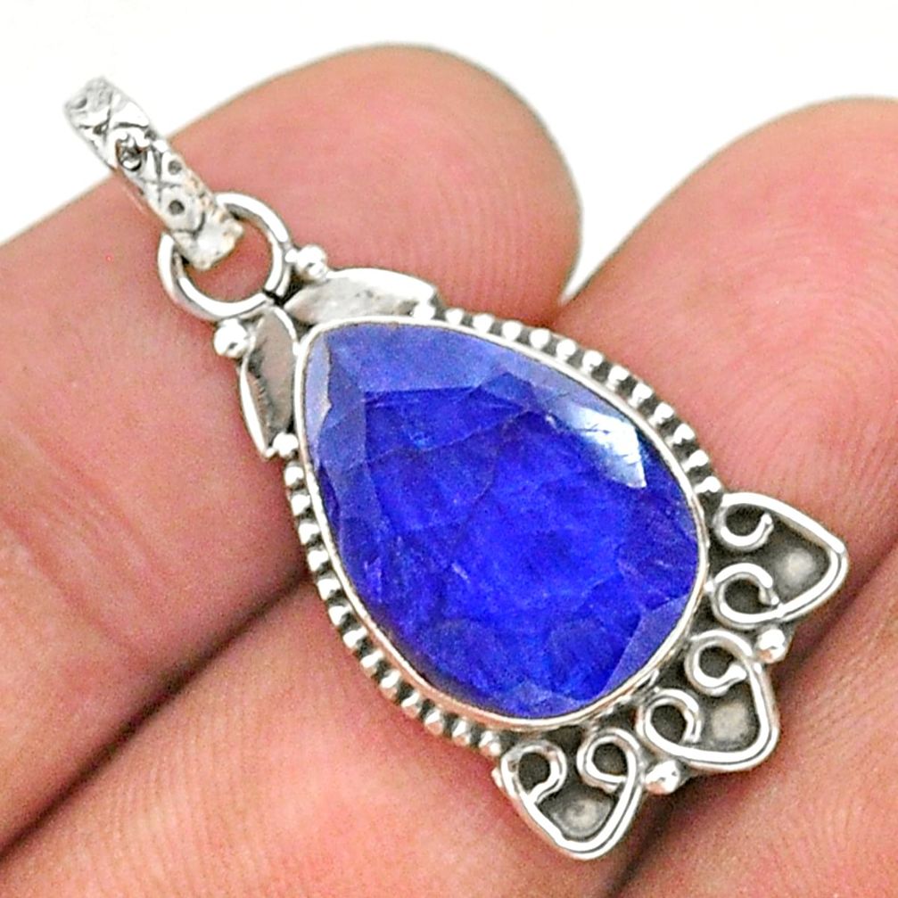 8.12cts natural blue sapphire 925 sterling silver pendant jewelry t35861