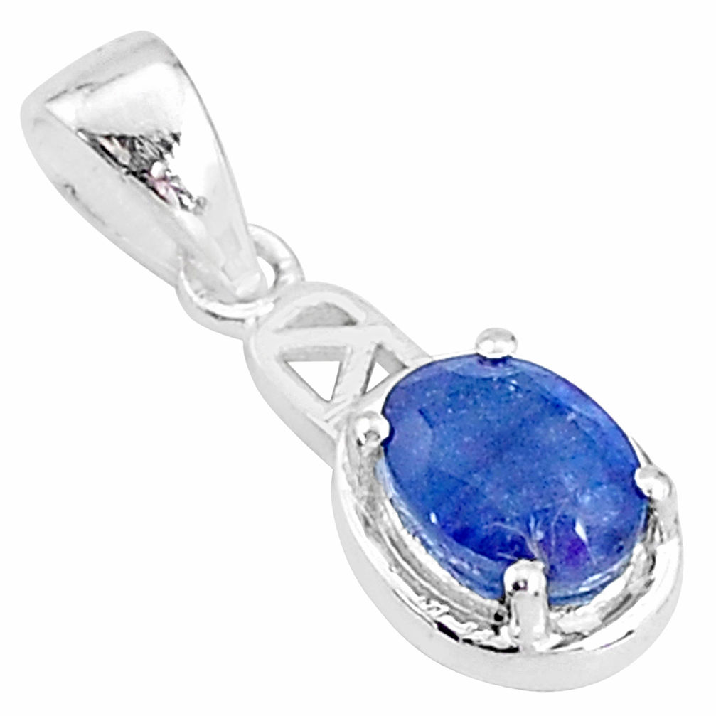 2.04cts natural blue sapphire 925 sterling silver handmade pendant t5121