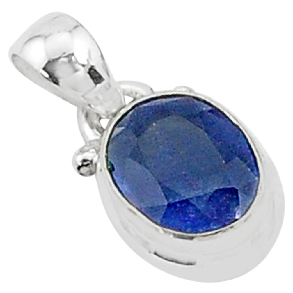 2.66cts natural blue sapphire 925 sterling silver handmade pendant t5269