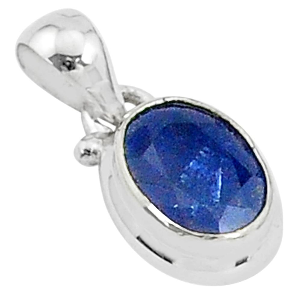 2.66cts natural blue sapphire 925 sterling silver handmade pendant t5276