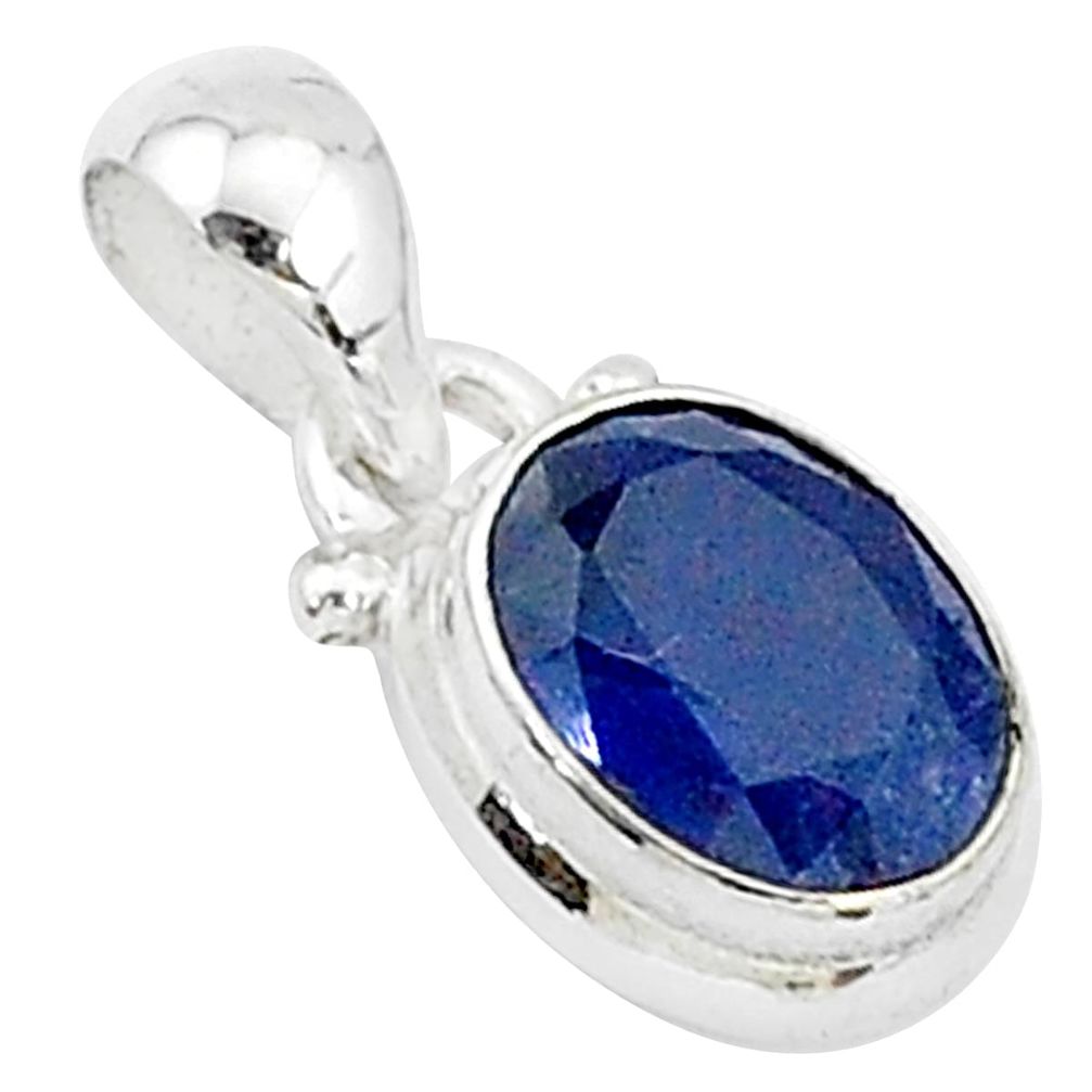 2.64cts natural blue sapphire 925 sterling silver pendant jewelry t5501