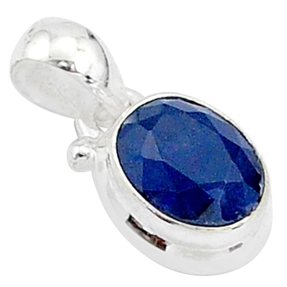 2.95cts natural blue sapphire 925 sterling silver pendant jewelry t5522
