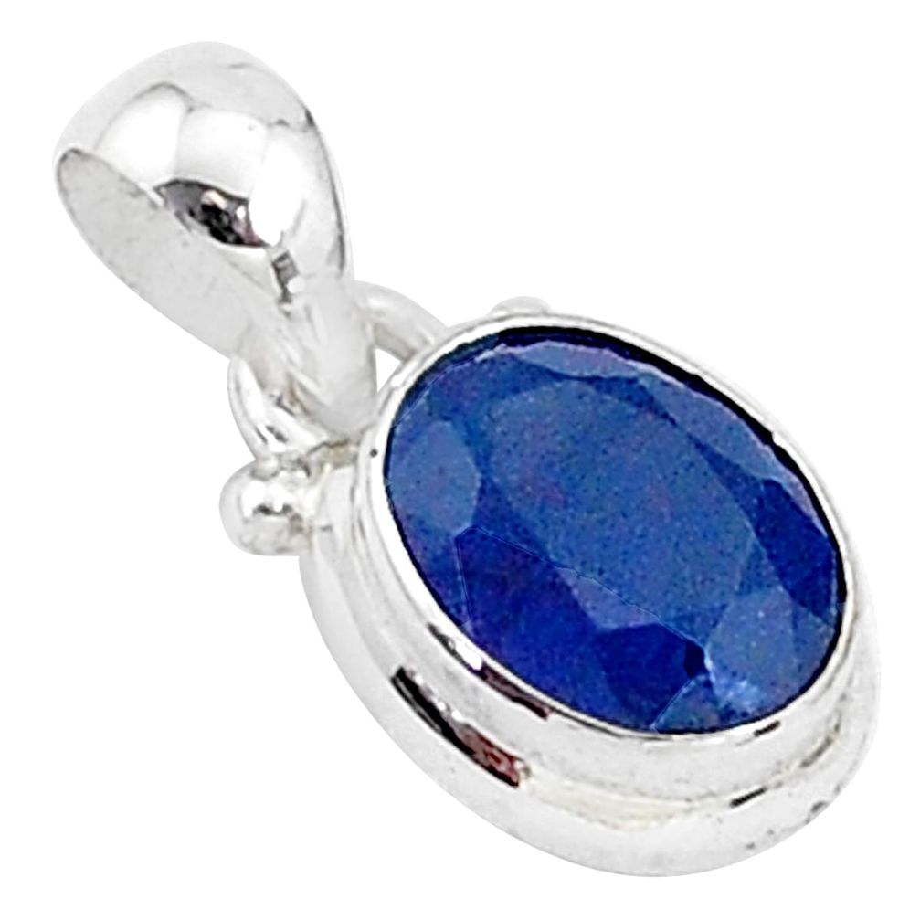 3.22cts natural blue sapphire 925 sterling silver pendant jewelry t5524