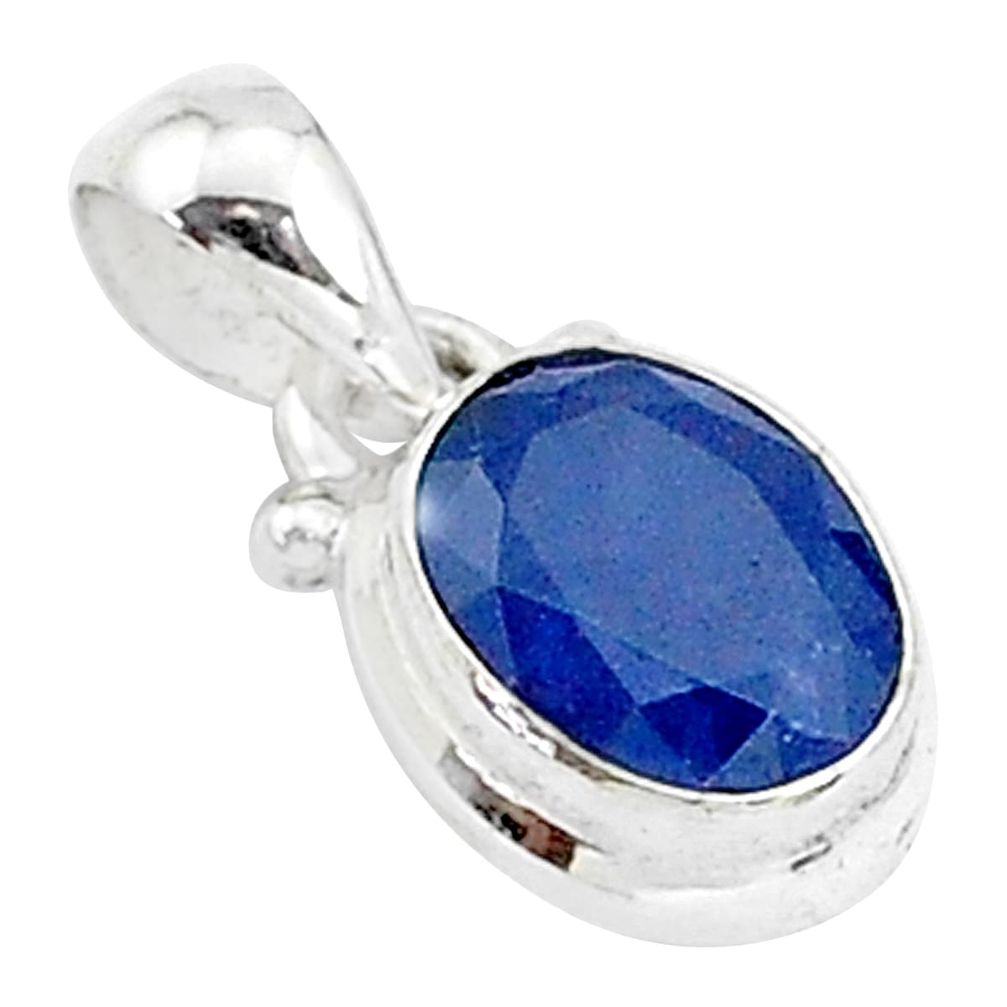 3.20cts natural blue sapphire 925 sterling silver pendant jewelry t5527