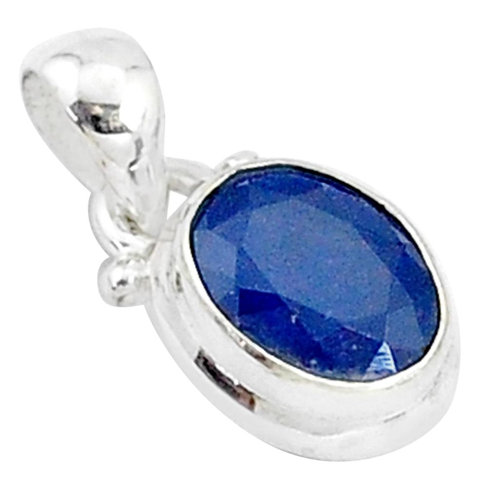 2.90cts natural blue sapphire 925 sterling silver pendant jewelry t5528