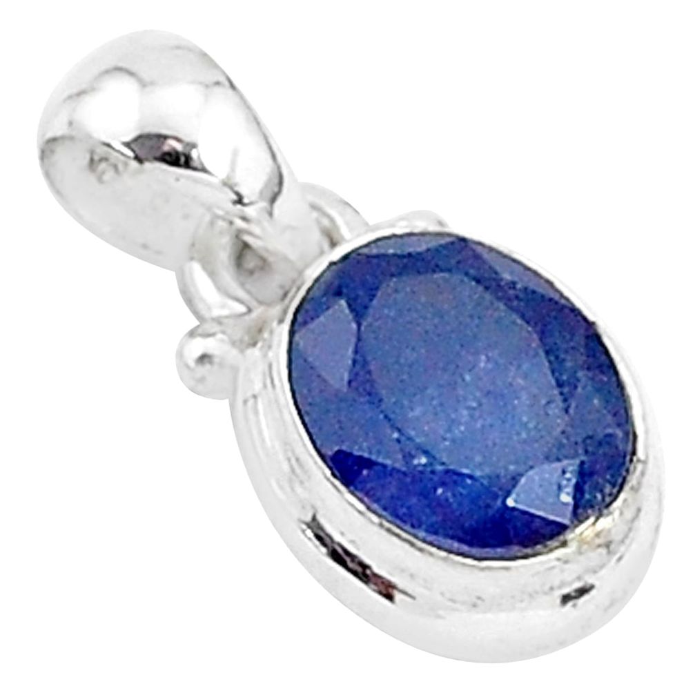 3.22cts natural blue sapphire 925 sterling silver pendant jewelry t5530