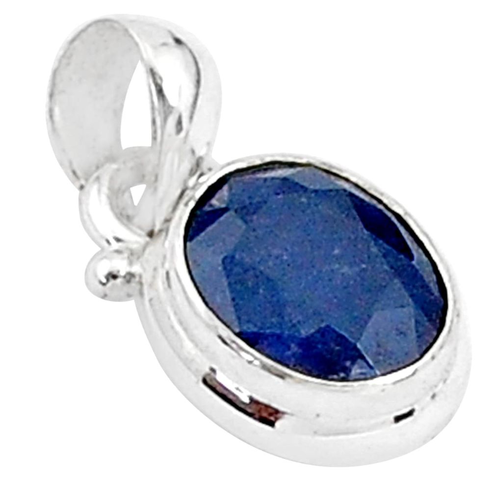 3.22cts natural blue sapphire 925 sterling silver pendant jewelry t5533