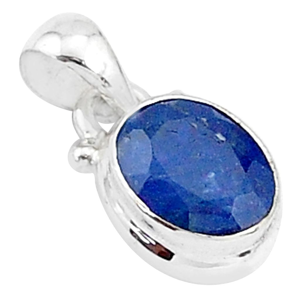 2.90cts natural blue sapphire 925 sterling silver pendant jewelry t5534