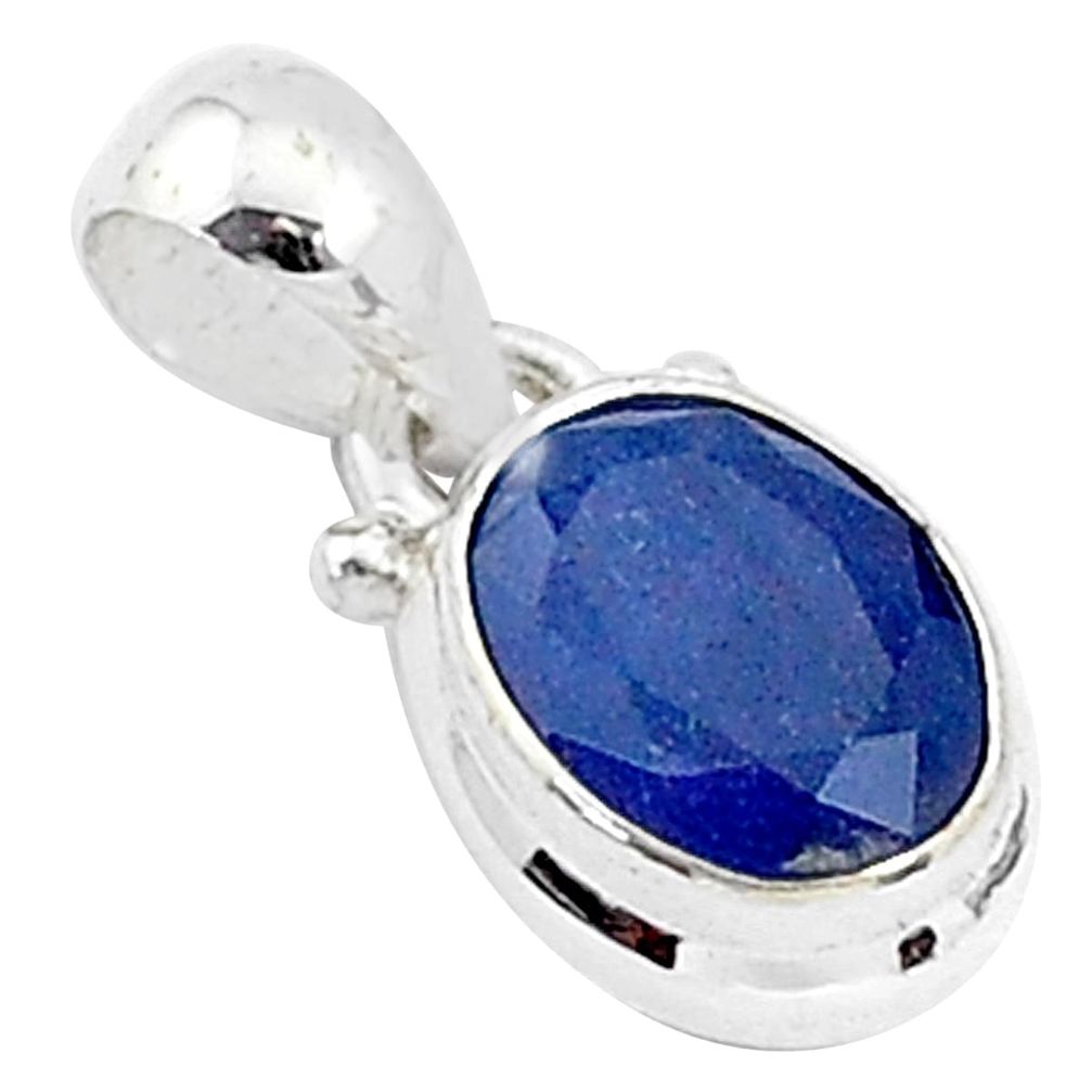 3.24cts natural blue sapphire 925 sterling silver pendant jewelry t5537