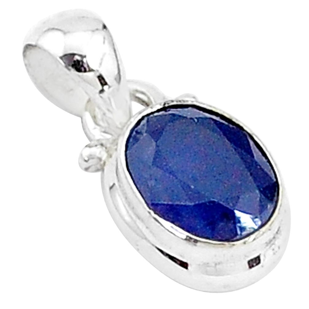 2.95cts natural blue sapphire 925 sterling silver pendant jewelry t5540