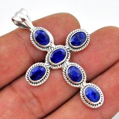 9.44cts natural blue sapphire oval 925 sterling silver holy cross pendant n41176