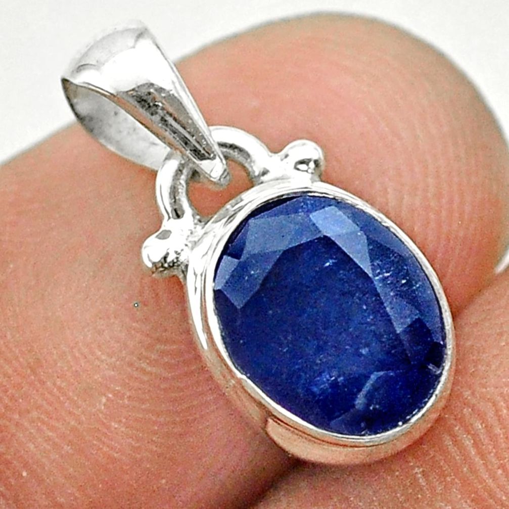 2.49cts natural blue sapphire oval 925 sterling silver pendant jewelry t51443