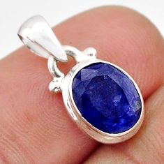 2.87cts natural blue sapphire oval 925 sterling silver pendant jewelry y61542