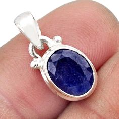 2.43cts natural blue sapphire oval 925 sterling silver pendant jewelry y61549