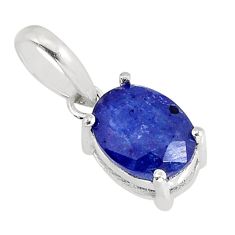2.75cts natural blue sapphire oval 925 sterling silver pendant jewelry y74562