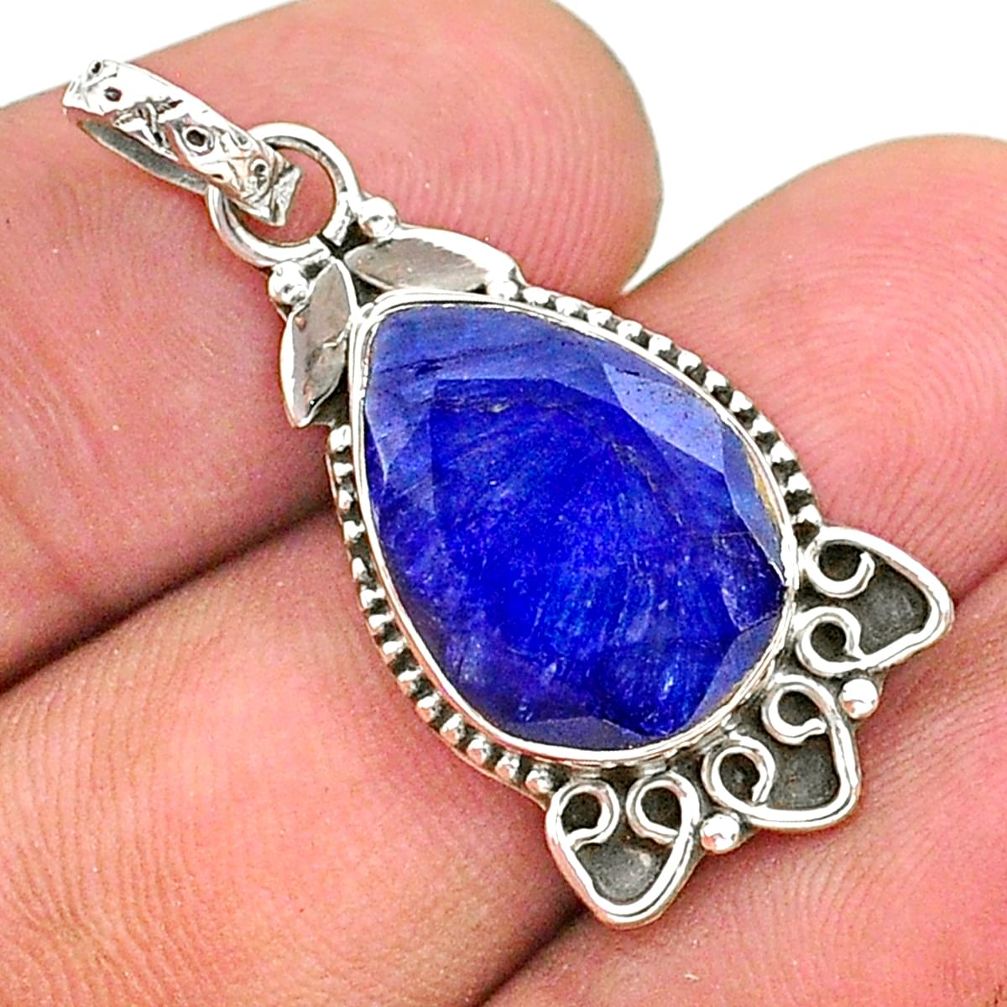 8.43cts natural blue sapphire pear 925 sterling silver pendant jewelry t35862