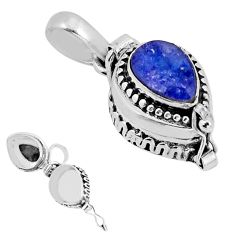 2.02cts natural blue sapphire pear 925 sterling silver poison box pendant y55660