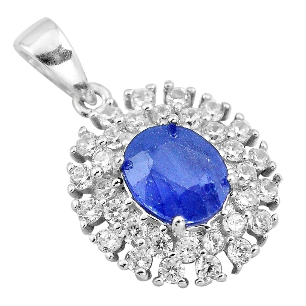 8.06cts natural blue sapphire topaz 925 sterling silver pendant jewelry c18103