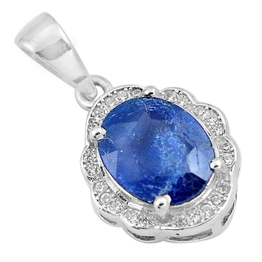 5.44cts natural blue sapphire topaz 925 sterling silver pendant jewelry c18113