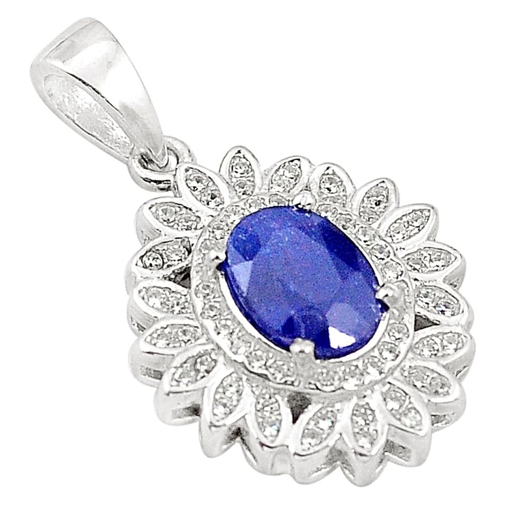 Natural blue sapphire topaz 925 sterling silver pendant jewelry c18114