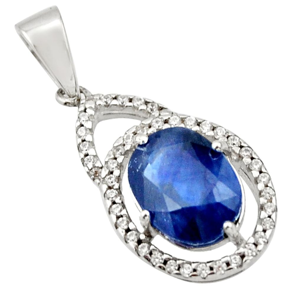 5.84cts natural blue sapphire topaz 925 sterling silver pendant jewelry c9995