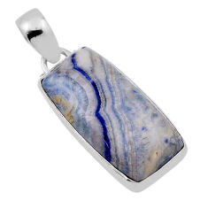 16.42cts natural blue scheelite (lapis lace onyx) 925 silver pendant n31208