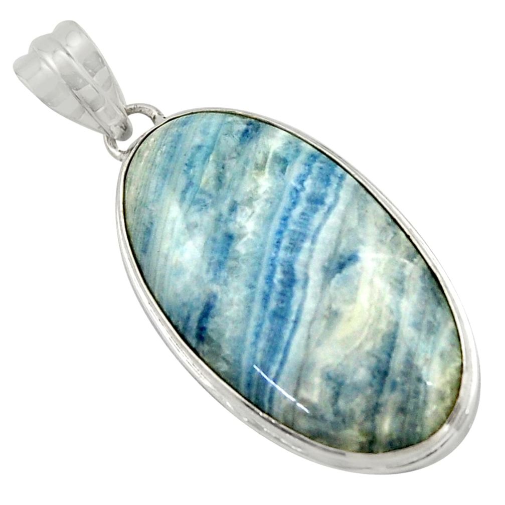 19.72cts natural blue scheelite (lapis lace onyx) 925 silver pendant r41737