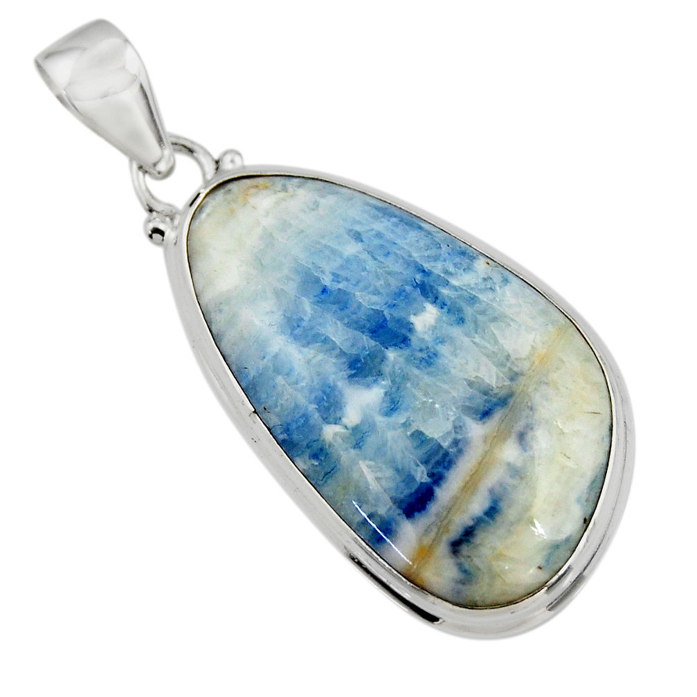 23.73cts natural blue scheelite (lapis lace onyx) 925 silver pendant r45873