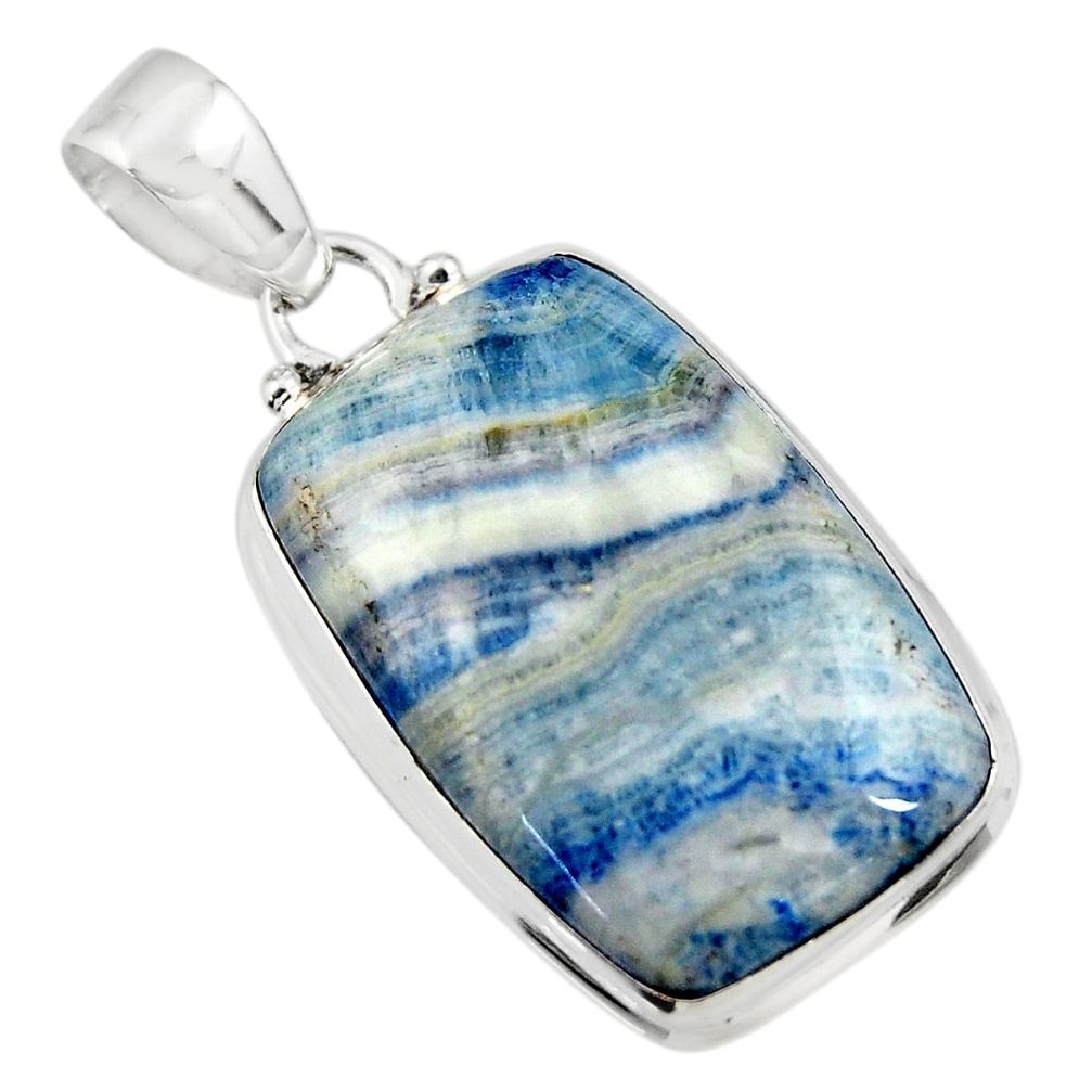 19.70cts natural blue scheelite (lapis lace onyx) 925 silver pendant r45894