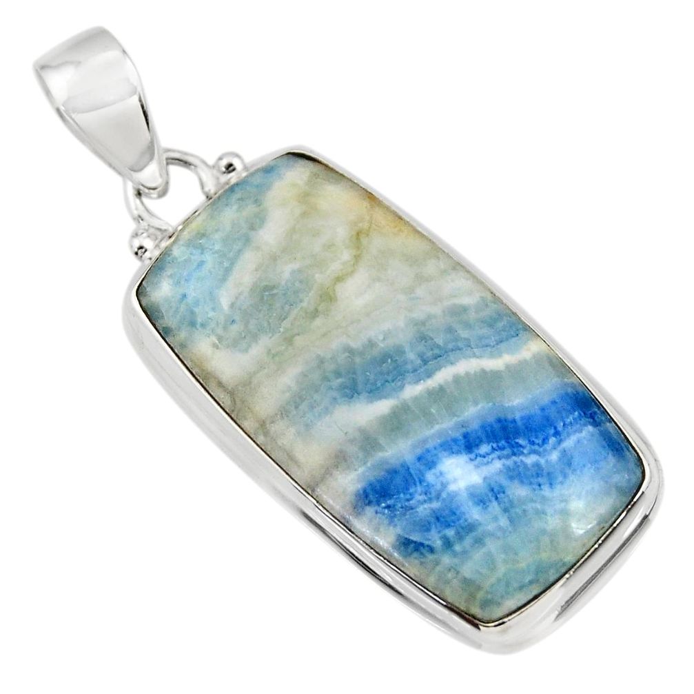 22.00cts natural blue scheelite (lapis lace onyx) 925 silver pendant r45913