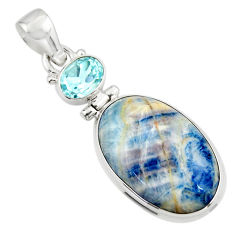 Clearance Sale- 18.55cts natural blue scheelite (lapis lace onyx) 925 silver pendant r45948